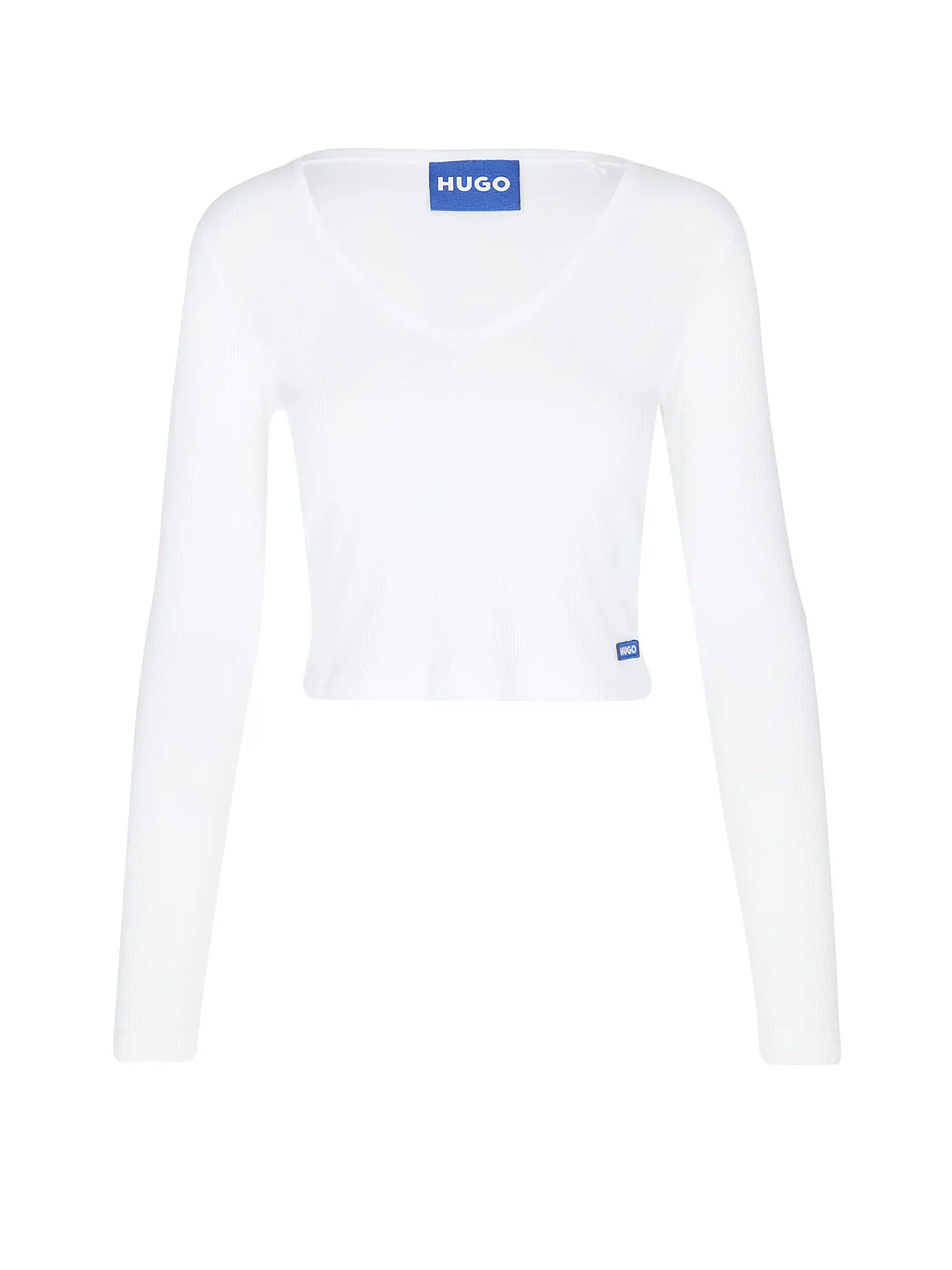 HUGO | Langarmshirt DARIMINA Cropped Fit | weiss